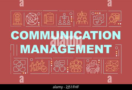 Communication management word concepts red banner Stock Vector