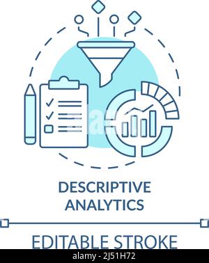 Descriptive analytics turquoise concept icon Stock Vector
