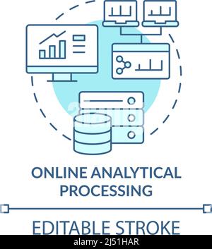 Online analytical processing turquoise concept icon Stock Vector