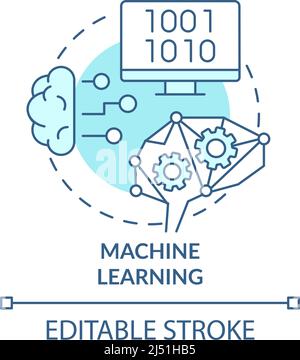 Machine learning turquoise concept icon Stock Vector