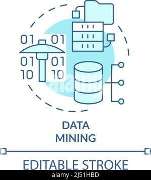 Data mining turquoise concept icon Stock Vector