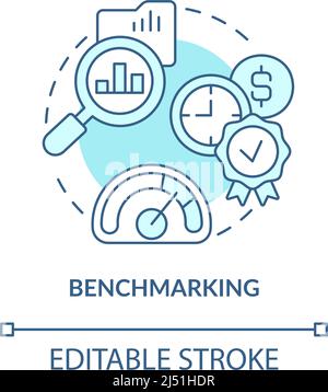 Benchmarking turquoise concept icon Stock Vector