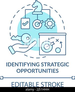 Identifying strategic opportunities turquoise concept icon Stock Vector