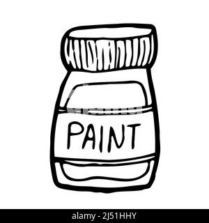 Doodle bottle of paint. Stationery and art supplies Stock Vector