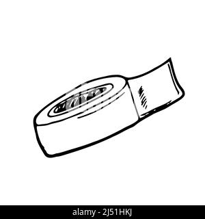 Adhesive tape roll hand drawn vector illustration. Stock Vector