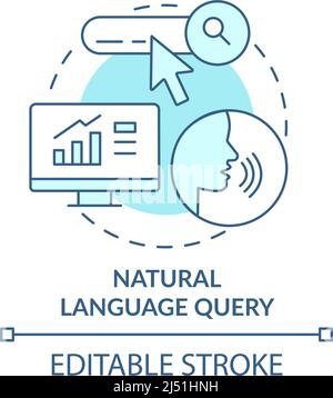 Natural language query turquoise concept icon Stock Vector
