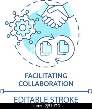 Facilitating collaboration turquoise concept icon Stock Vector
