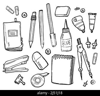 Work Draw Sketch Stationary Set Illustration Royalty Free SVG Cliparts  Vectors And Stock Illustration Image 59035224