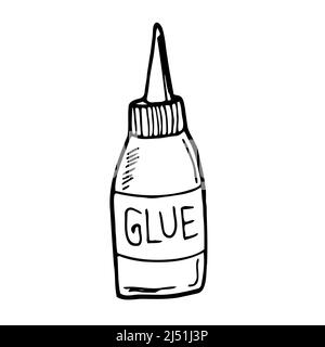 Doodle Glue icon. Vector sketch of bottle of glue. Stationery concept Stock Vector