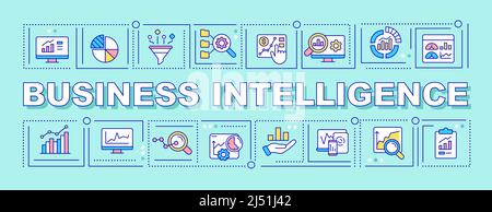Business intelligence word concepts turquoise banner Stock Vector