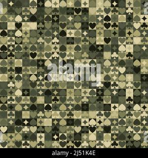 Vector playing cards suits seamless patterns. Backgrounds card suits Stock Vector