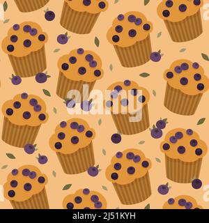 Blueberry muffin pattern Stock Vector