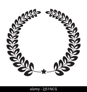 Laurel wreath silhouette made of dried branches and leaves illustration isolated on a white background Stock Vector