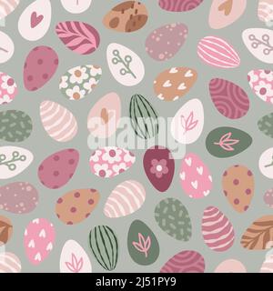 Easter eggs pattern on green Stock Vector