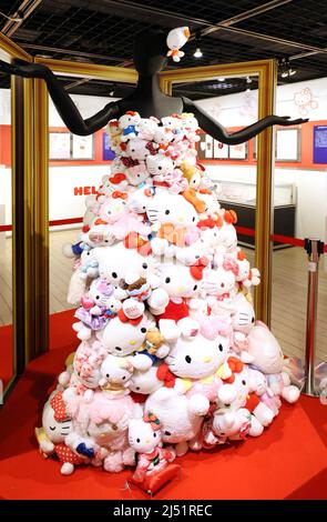 Yokohama, Japan. 19th Apr, 2022. American pop star Lady Gaga's dress with  dolls of Sanrio's famous character Hello Kitty at the Sanrio exhibition to  celebrate the company's 60th anniversary at the Yokohama