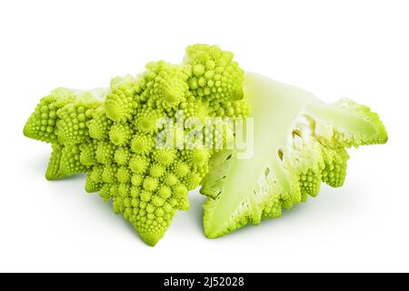 Romanesco broccoli cabbage or Roman Cauliflower isolated on white background with clipping path and full depth of field Stock Photo