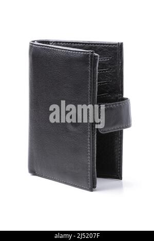 Black leather men's wallet isolated on white Stock Photo