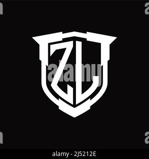 ZL Logo monogram letter with shield shape design template Stock Vector