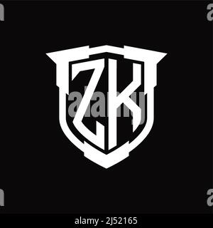 ZK Logo monogram with shield shape designs template vector icon modern ...