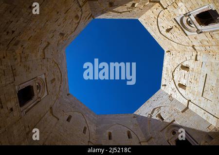 Castel del Monte is located on a hilltop in region of Apulia. South-eastern Italiy. Stock Photo