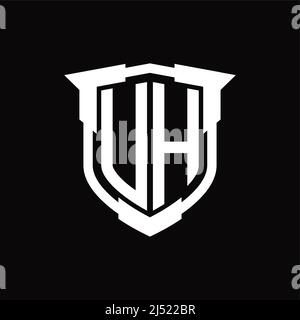 UH Logo monogram letter with shield shape design template Stock Vector