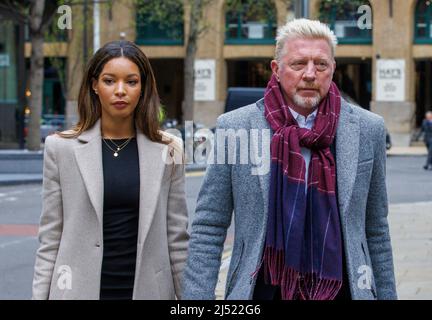 Six time Grand slam winner, Boris Becker at Southwark Crown Court with girlfriend, Lilian de Carvalho Monteiro, during his bankruptcy trial. Stock Photo