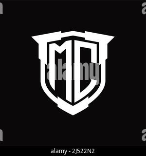 MC Logo monogram letter with shield shape design template Stock Vector