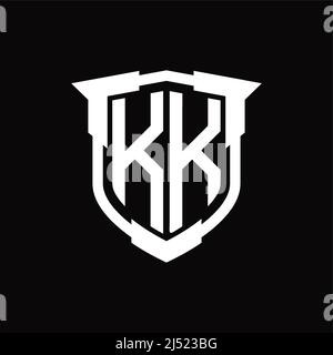 KK Logo monogram letter with shield shape design template Stock Vector