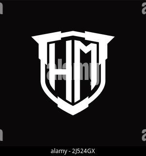 HM Logo monogram letter with shield shape design template Stock Vector