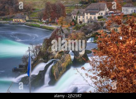 Rhinefalls, the biggest waterfalls in Europe Stock Photo