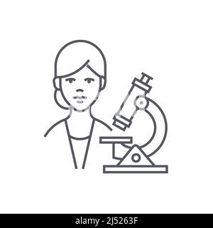 Woman in the laboratory - modern black line design style icon Stock Vector