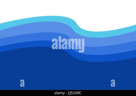 Waves on white background in five colours of blue Stock Photo