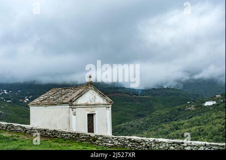 San Michele de Murato is considered a prime example of Pisan Romanesque architecture, Corsica. Here: a chapel. Stock Photo