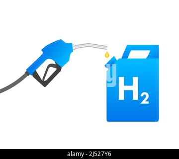 Hydrogen car station, H2 gas. Renewable Eco Energy. Vector stock illustration. Stock Vector