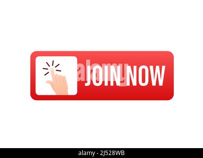 Join Us Now label. Web banner template. Vector stock illustration. Stock Vector