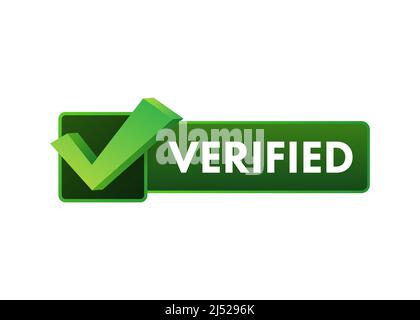 Verified square grunge. Checkmark icon. Vector stock illustration. Stock Vector