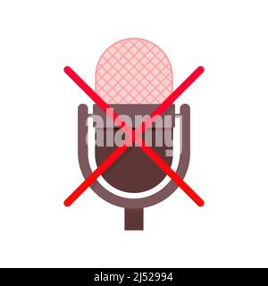 No recording sign. No microphone sign. Mic button. Vector stock illustration. Stock Vector