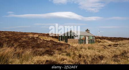 Wind turbines in the middle to the Isle of Lewis, Scotland Stock Photo