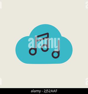 Music note cloud sound flat vector icon. Music sign. Graph symbol for music and sound web site and apps design, logo, app, UI Stock Vector
