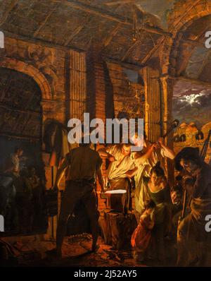 The Blacksmith's Shop by Joseph Wright of Derby (1734-1797), oil on canvas, 1771 Stock Photo