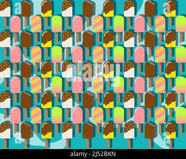 Popsicle ice cream shadows pattern Stock Vector