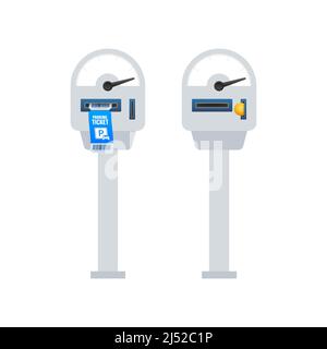 Parking meter, park zone public. Urban public hold security. Vector stock illustration. Stock Vector