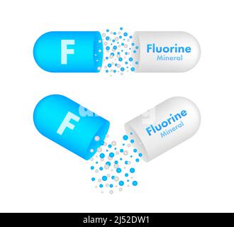 F, fluorine for healthcare design. Vitamin complex. Healthcare concept. Food concept. Organic food icon. Vector stock illustration. Stock Vector