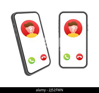 Unknown person call on smartphone screen. Incoming call. Vector stock illustration. Stock Vector