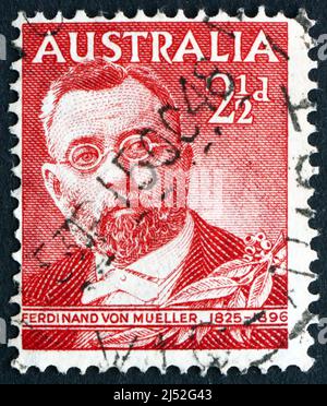 AUSTRALIA - CIRCA 1948: a stamp printed in the Australia shows Ferdinand von Mueller, German-born Botanist, circa 1948 Stock Photo