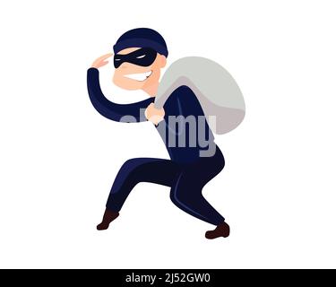Smirking Thief Carrying a Sack Illustration Vector Stock Vector