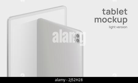 White Tablet Horizontal Mockup. Light Version. Vector illustration Stock Vector