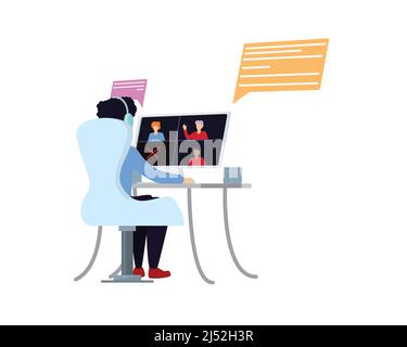 a Man Having Video Conference Illustration Vector Stock Vector