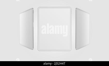 White Tablet from Different Angles. Editable Mockup. Vector illustration Stock Vector