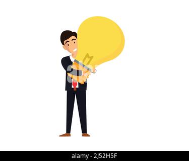 Businessman Lifting Lightbulb as Creative Idea Symbol Illustration Vector Stock Vector